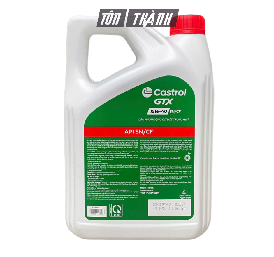 DẦU NHỚT ĐỘNG CƠ CASTROL GTX  15W40 SL/CF (4 LÍT)