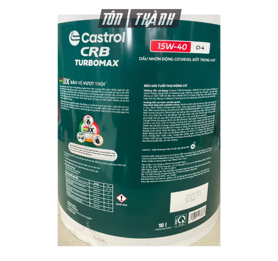 DẦU NHỚT ĐỘNG CƠ CASTROL CRB TURBOMAX 3X 15W40 CI-4 (18 LÍT)