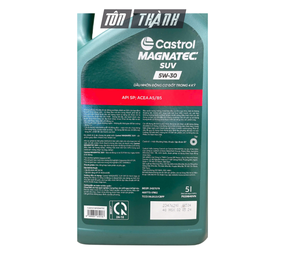 Dầu Động Cơ Castrol MAGNATEC SUV 5W-30 SP - Tổng hợp toàn phần (5 Lít)