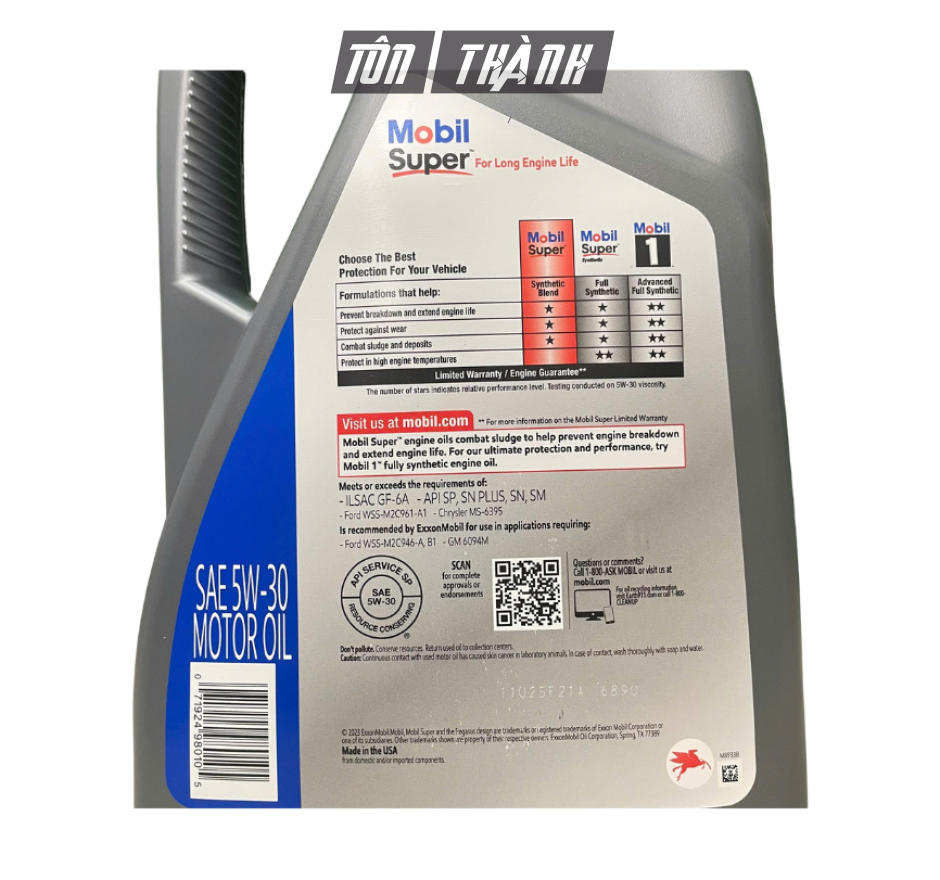 Dầu Động Cơ Xăng Mobil Super 5000 5W-30 SP (5 Lít) - Tổng Hợp Toàn Phần