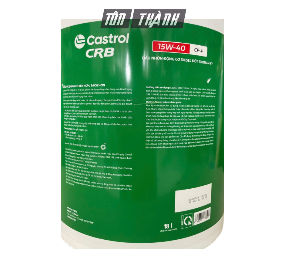 DẦU NHỚT ĐỘNG CƠ CASTROL CRB 15W40 CF-4 (18 Lít)