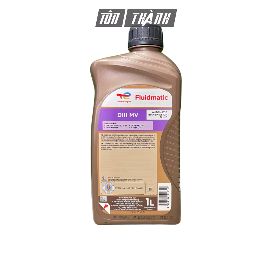 Dầu Hộp Số Tự Động - Trợ Lực Lái Total Fluidmatic DIII MV (1 Lít)