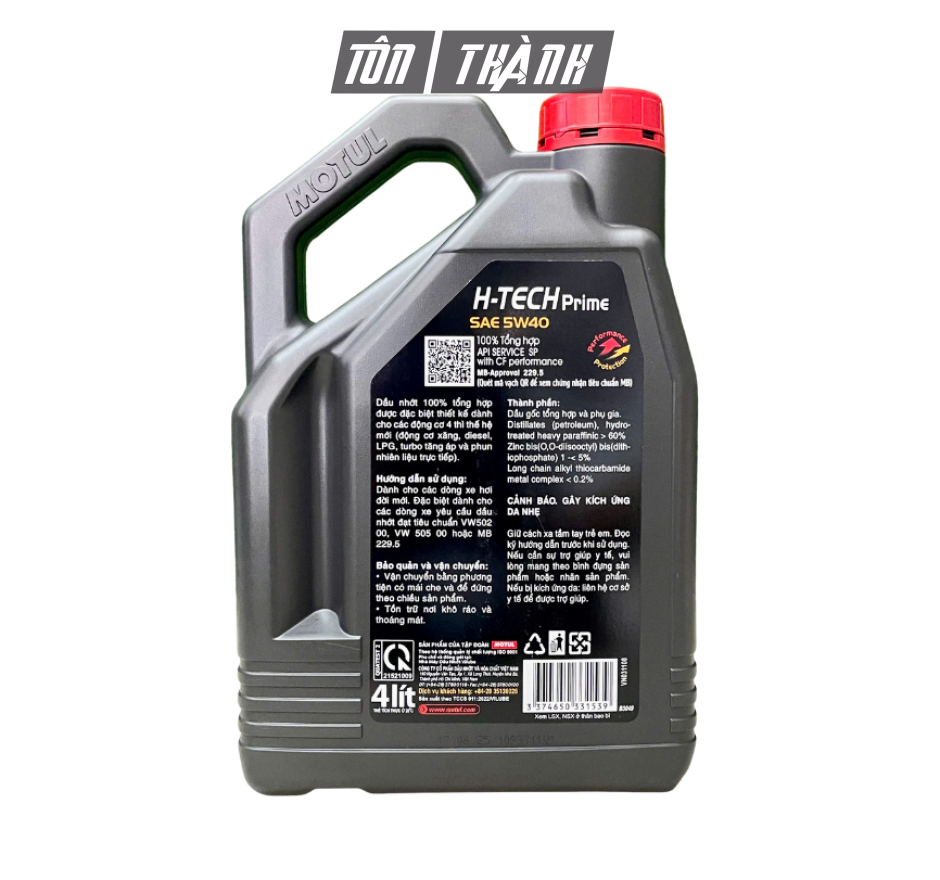 Dầu Động Cơ Xăng/Diesel MOTUL H-TECH Prime 5W-40 SP (4 Lít) - Tổng Hợp Toàn Phần