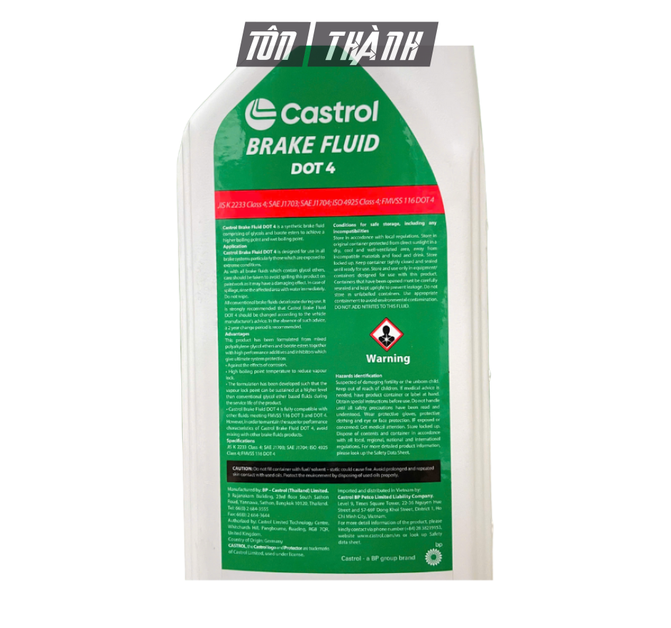 DẦU PHANH XE Ô TÔ CAO CẤP CASTROL BRAKE FLUID DOT 4 (1 LÍT)