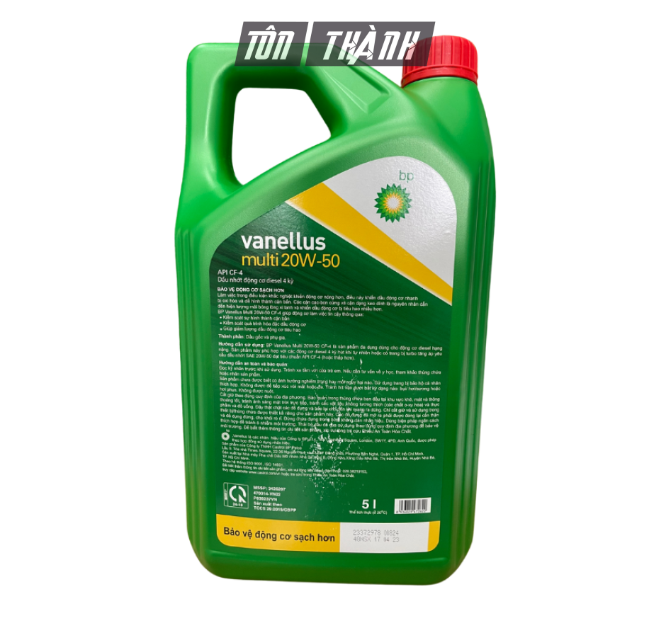 DẦU NHỚT ĐỘNG CƠ BP VANELLUS MULTI 20W50 CF-4 (5 LÍT)