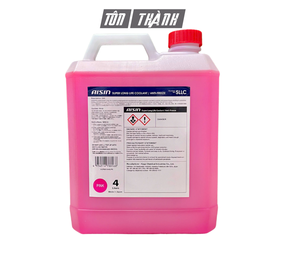 Nước Làm Mát Động Cơ AISIN 50% Màu Hồng (4 Lít)
