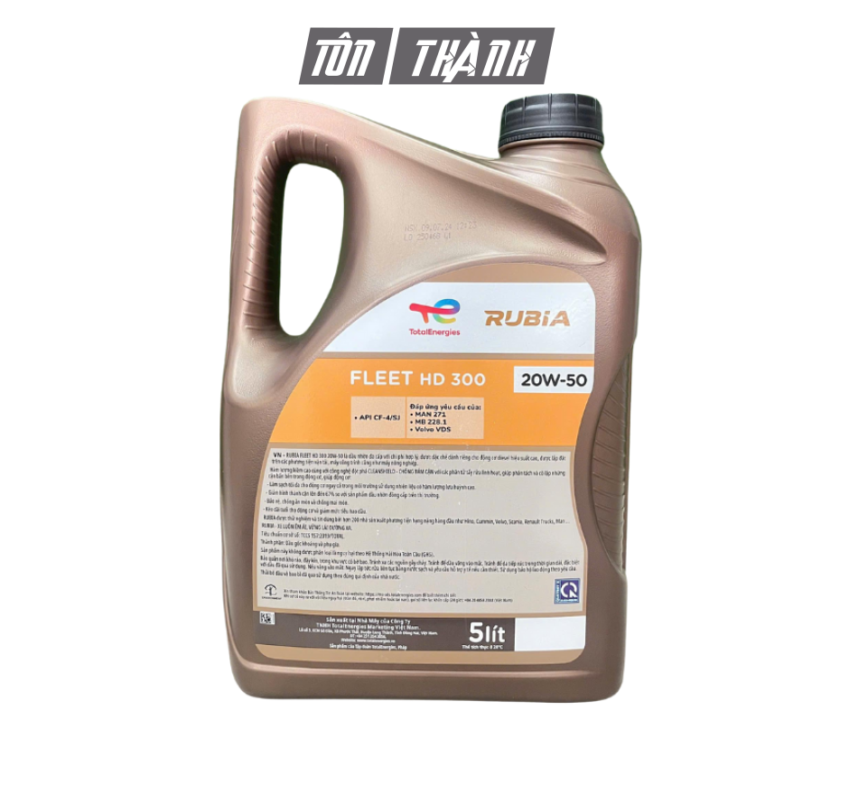 DẦU NHỚT ĐỘNG CƠ DIESEL TOTAL RUBIA FLEET HD300 20W50 API CF-4/SJ  (5 LÍT)