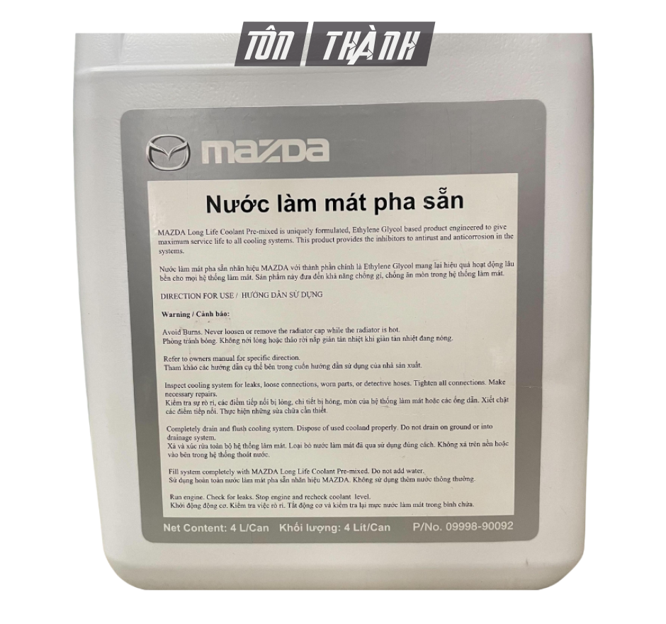 Nước Làm Mát Pha Sẵn 50% MAZDA FL22 Màu Xanh Lá - Dành Cho Xe Mazda và Kia (4 Lít)