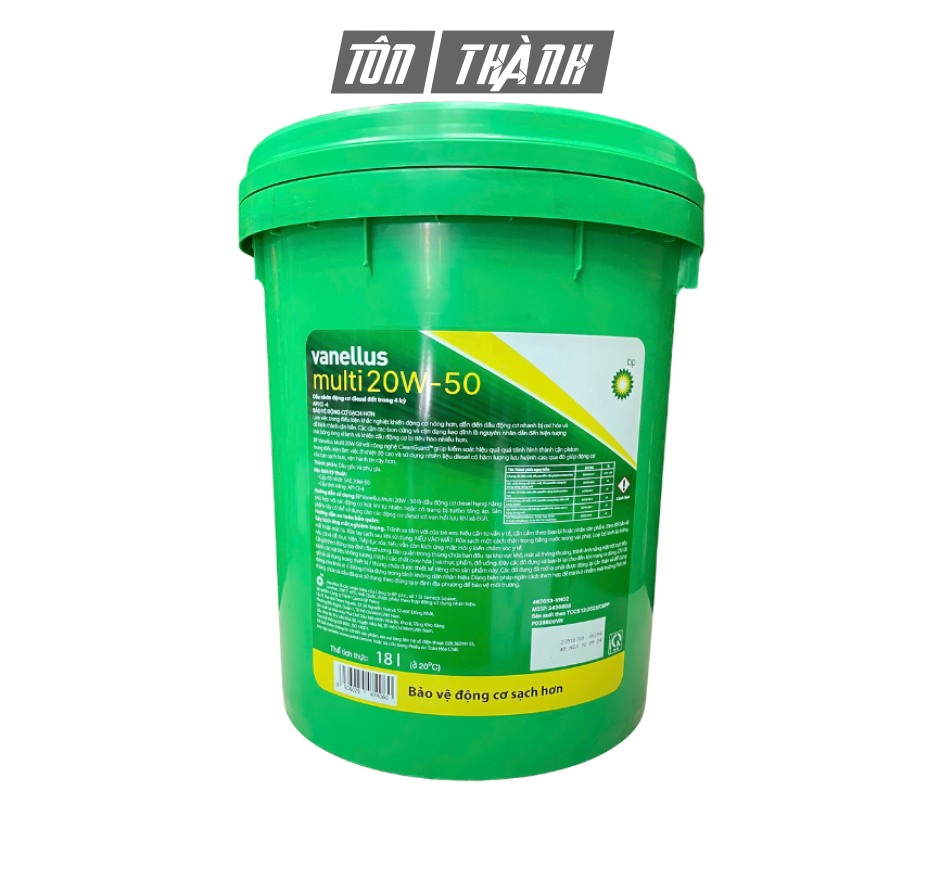 DẦU NHỚT ĐỘNG CƠ BP VANELLUS MULTI 20W50 CI-4 (18 LÍT)