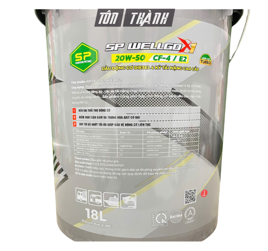 Dầu Động Cơ Diesel/Xăng SP WELLGO 20w50 CF-4/E2 ( 18 Lít)