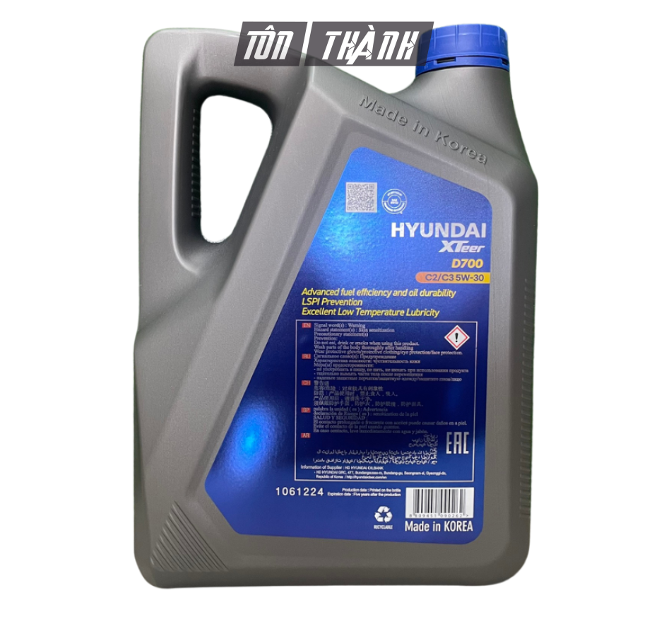 Dầu nhớt ô tô HYUNDAI XTEER Diesel D700 C3 5W30 (6 Lít)