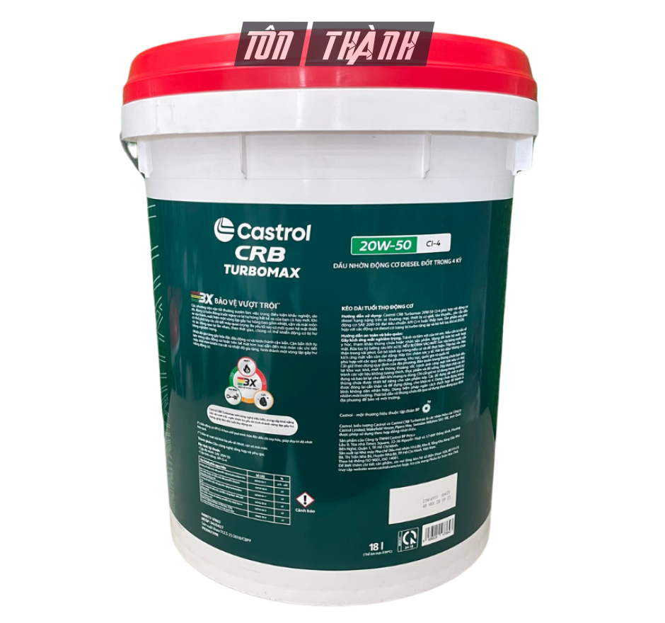 DẦU NHỚT ĐỘNG CƠ CASTROL CRB TURBOMAX 3X 20W50 CI-4 (18 LÍT)