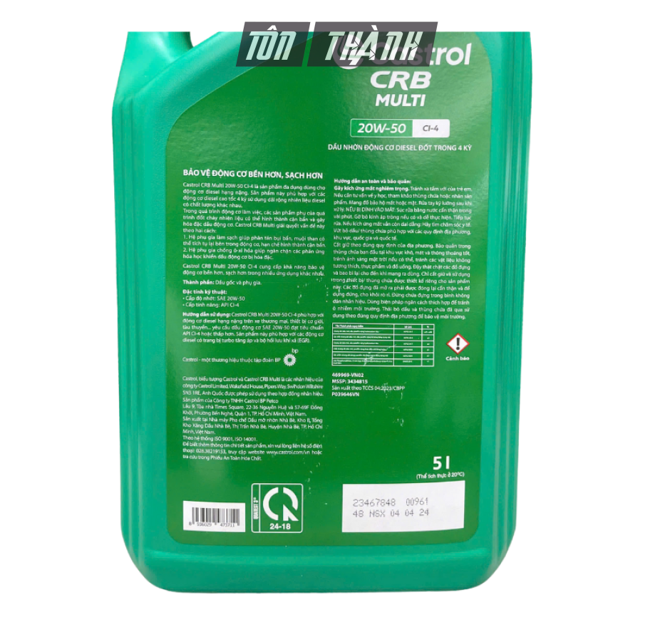 DẦU NHỚT ĐỘNG CƠ CASTROL CRB MULTI 20W50 CH-4 (5 LÍT)