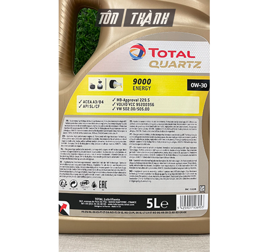 Dầu động cơ xe ô tô cao cấp TOTAL QUARTZ 9000 ENERGY 0W30