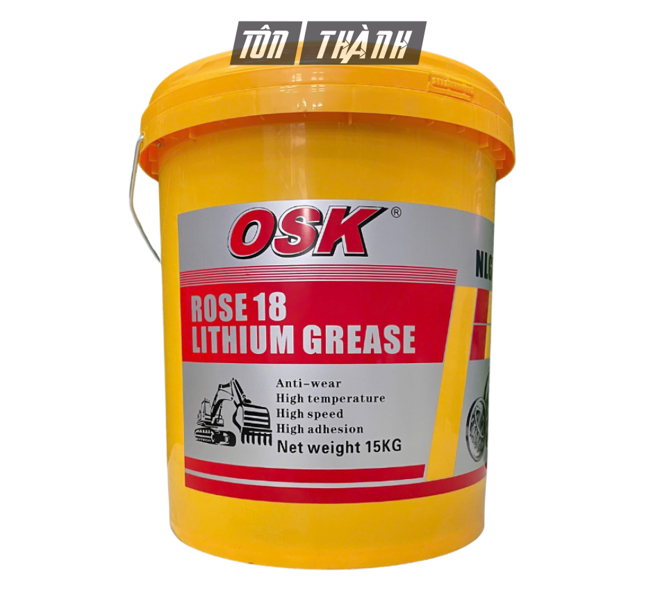 Mỡ Bôi Trơn Đa Dụng OSK Rose 18 NLGI3 (15kg) – Nâu Đỏ, Chịu Nhiệt 180°C, Mềm Dẻo