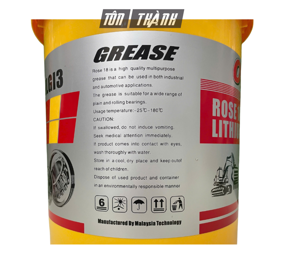 Mỡ Bôi Trơn Đa Dụng OSK Rose 18 NLGI3 (15kg) – Nâu Đỏ, Chịu Nhiệt 180°C, Mềm Dẻo