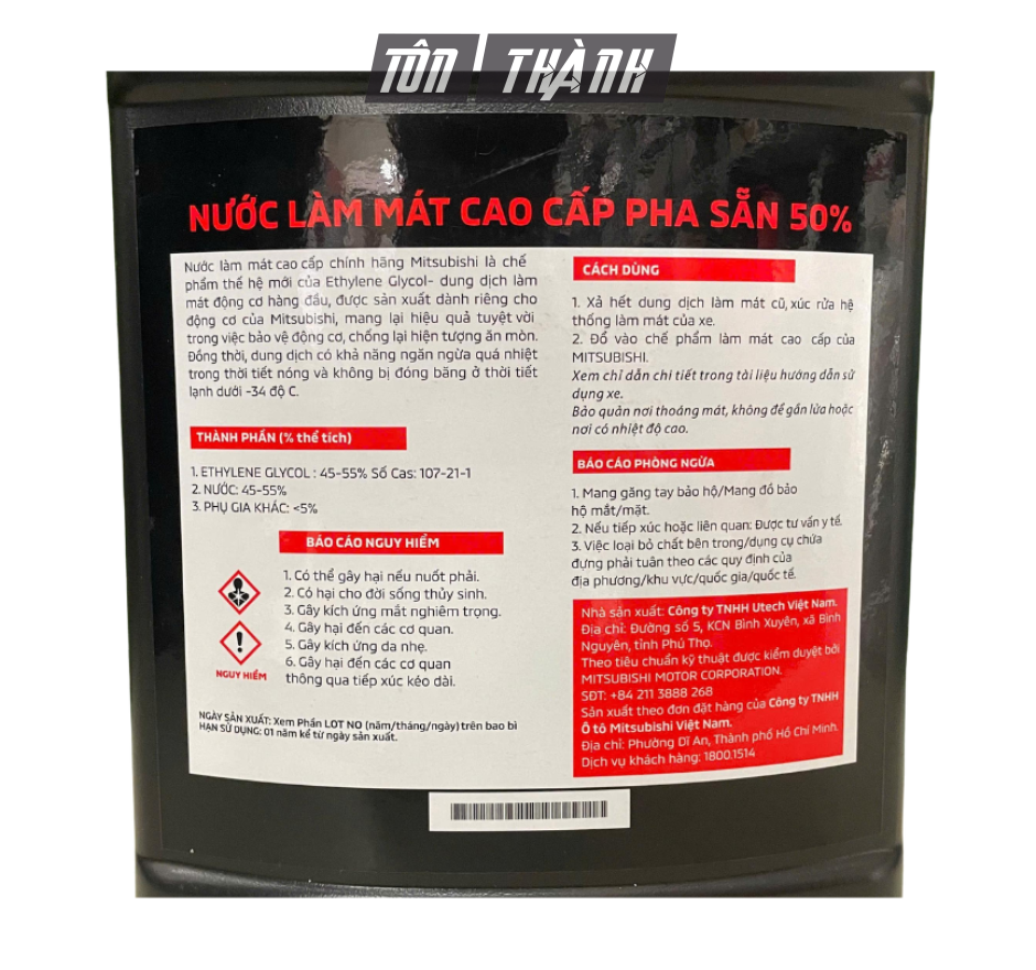 Nước Làm Mát Mitsubishi Pha Sẵn 50% Màu Xanh Ngọc 4 Lít