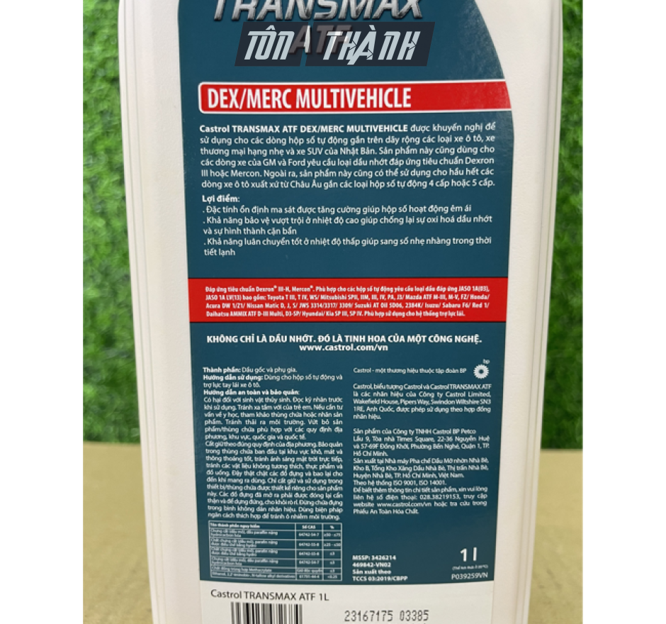 DẦU HỘP SỐ TỰ ĐỘNG CASTROL TRANSMAX ATF DEX/MERC MULTIVEHICLE (1 LÍT)