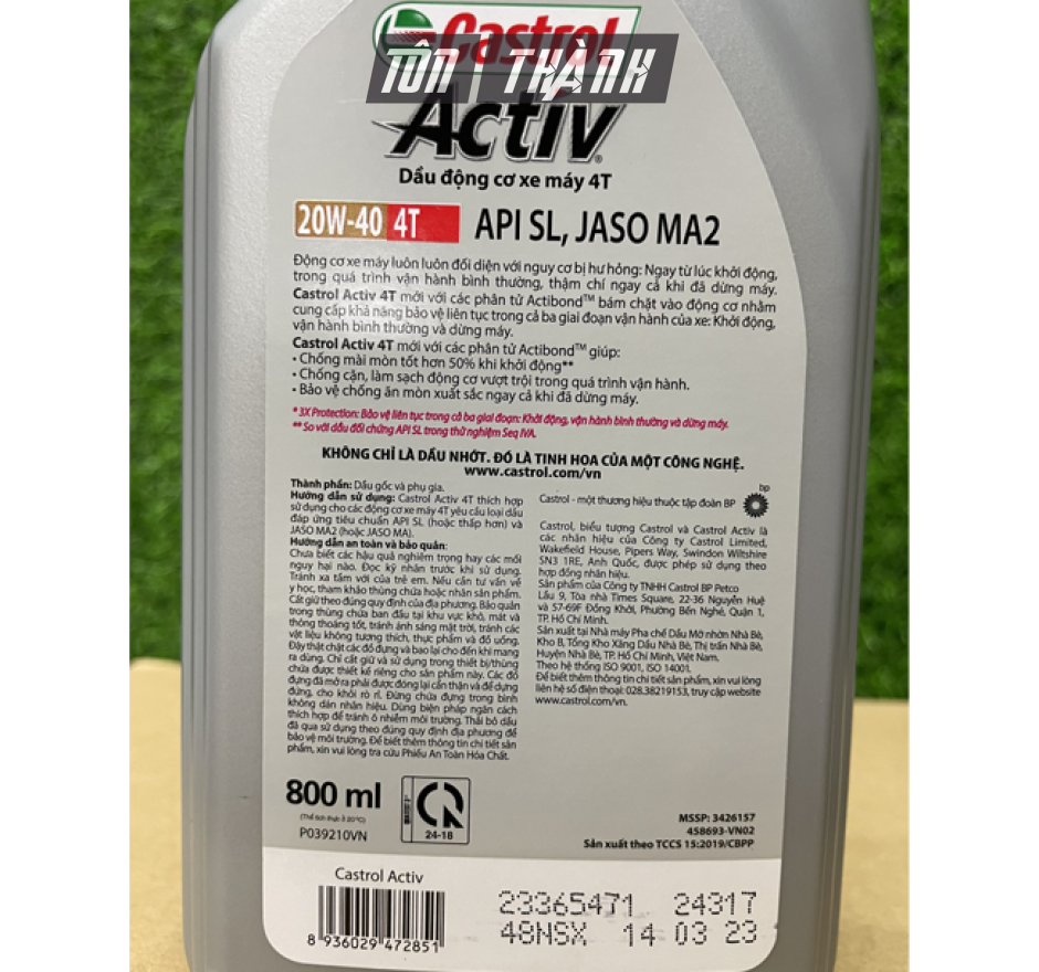 NHỚT XE SỐ CASTROL ACTIV - 20W40 (1 Lít & 0.8 Lít)