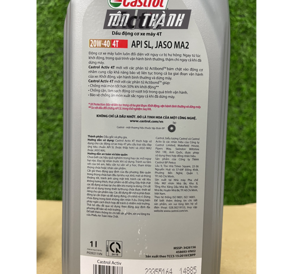 NHỚT XE SỐ CASTROL ACTIV - 20W40 (1 Lít & 0.8 Lít)