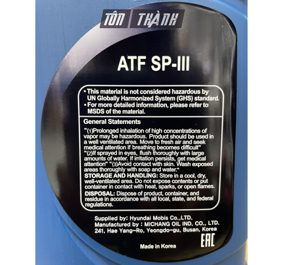 DẦU HỘP SỐ TỰ ĐỘNG HYUNDAI KIA ATF SP-III (1 LÍT)