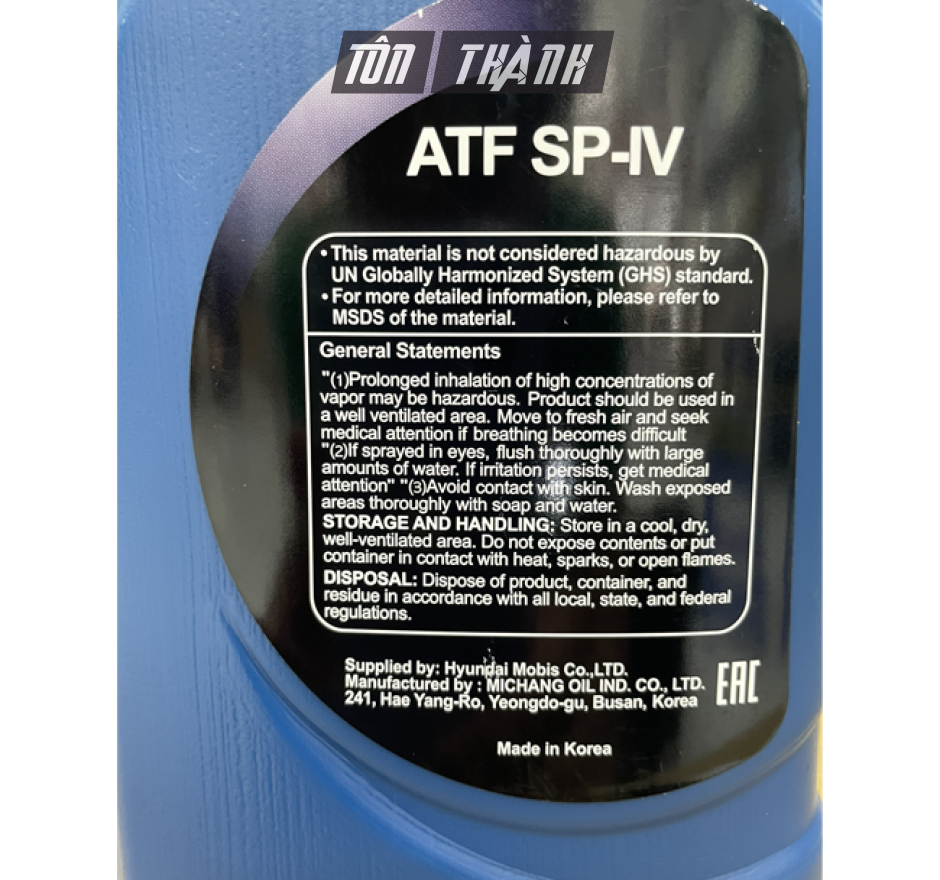 DẦU NHỚT HỘP SỐ TỰ ĐỘNG ATF HUYNDAI SP-IV (1 LÍT)