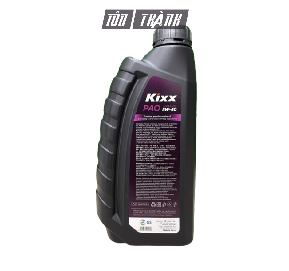 Dầu nhớt Kixx PAO 5W40 dùng cho ô tô và xe tay ga chai 1L tổng hợp 100%