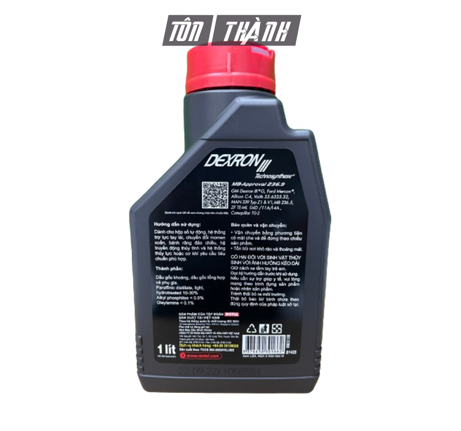 DẦU NHỚT HỘP SỐ TỰ ĐỘNG TRỢ LỰC TAY LÁI MOTUL DEXRON III (1 LÍT)