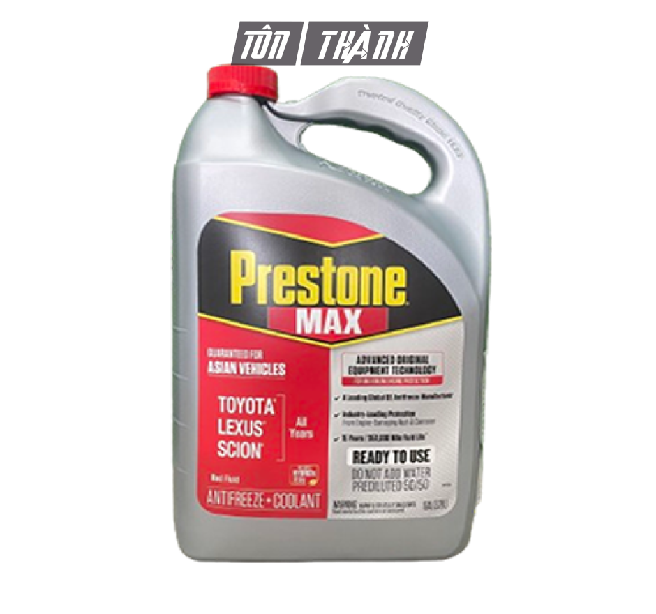 Nước làm mát động cơ Prestone MAX màu đỏ chuyên dụng cho xe Châu Á (3.78 lít)