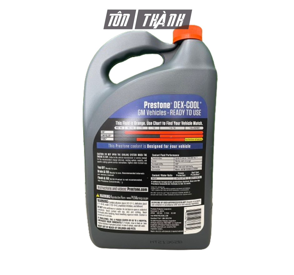 NƯỚC LÀM MÁT XE Ô TÔ MÀU CAM PRESTONE 50/50 (3.78 LÍT)