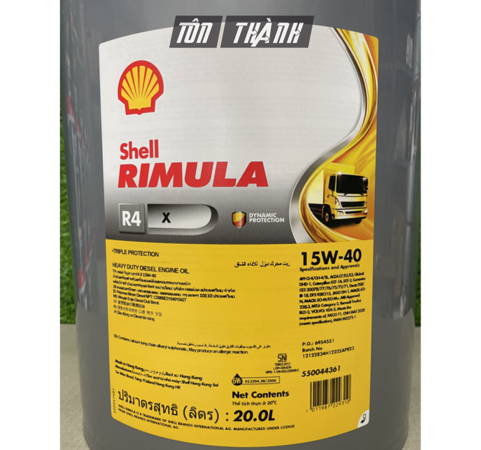 DẦU ĐỘNG CƠ SHELL RIMULA R4 X 15W40 (20 LÍT) - NHẬP KHẨU 100%