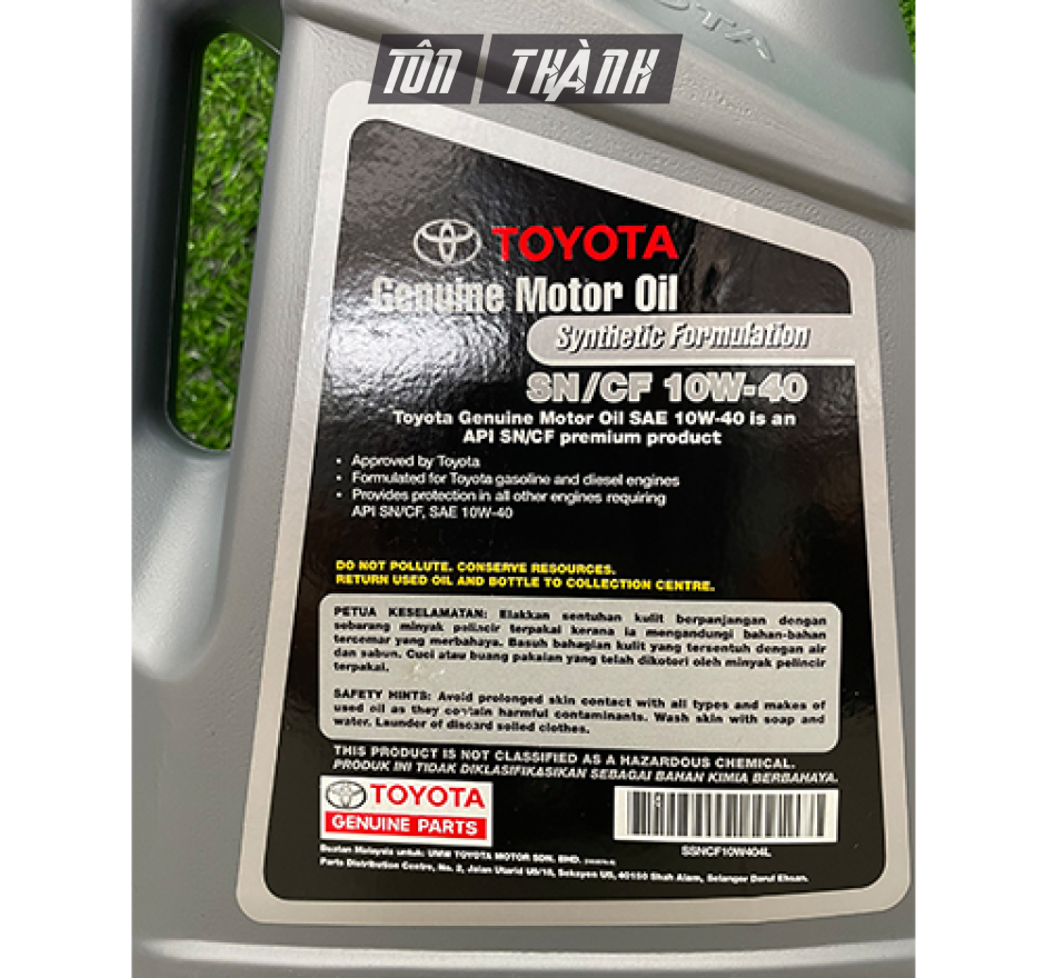 DẦU NHỚT TOYOTA GENUINE MOTOR OIL SN/CF 10W-40 (4 LÍT)