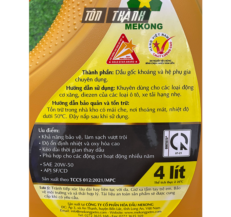  DẦU NHỚT MEKONG DENZOLA XL 20W50 (4 LÍT)