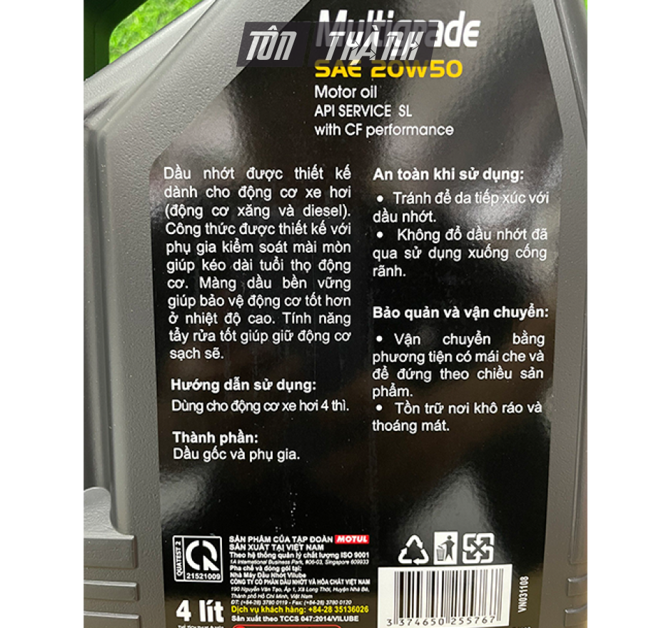 DẦU NHỚT Ô TÔ CAO CẤP MOTUL MULTIGRADE 20W50 (4 LÍT)