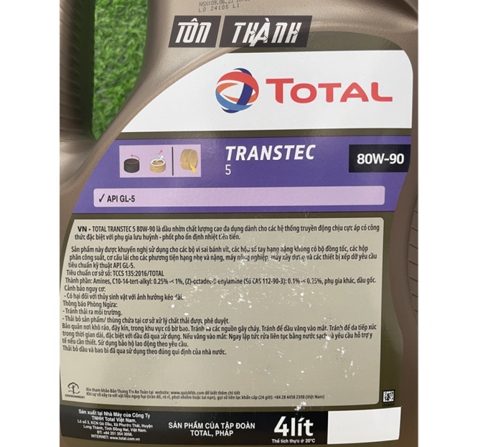 DẦU HỘP SỐ Ô TÔ TOTAL TRANSTEC 5 80W-90 (4 LÍT)