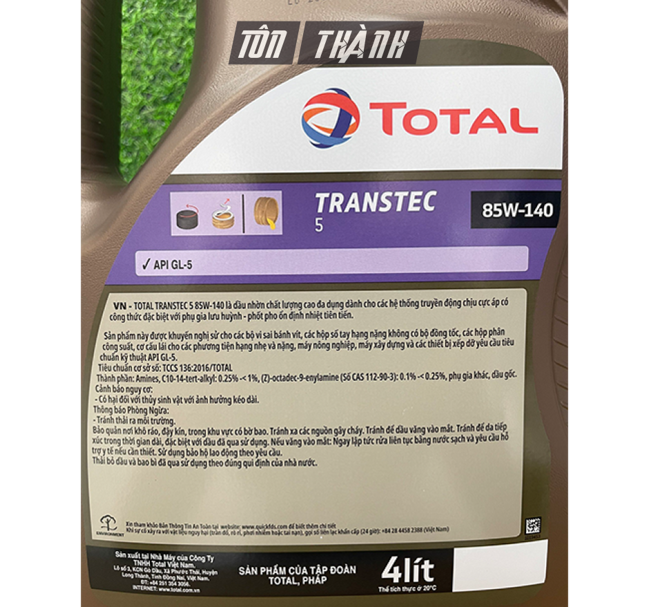DẦU CẦU Ô TÔ TOTAL TRANSTEC 5 85W-140 (4 LÍT)
