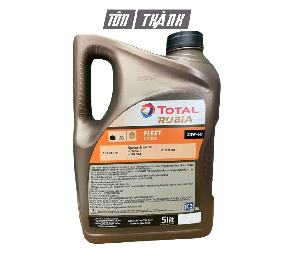 DẦU NHỚT ĐỘNG CƠ DIESEL TOTAL RUBIA FLEET HD300 20W50 API CF-4/SJ  (5 LÍT)