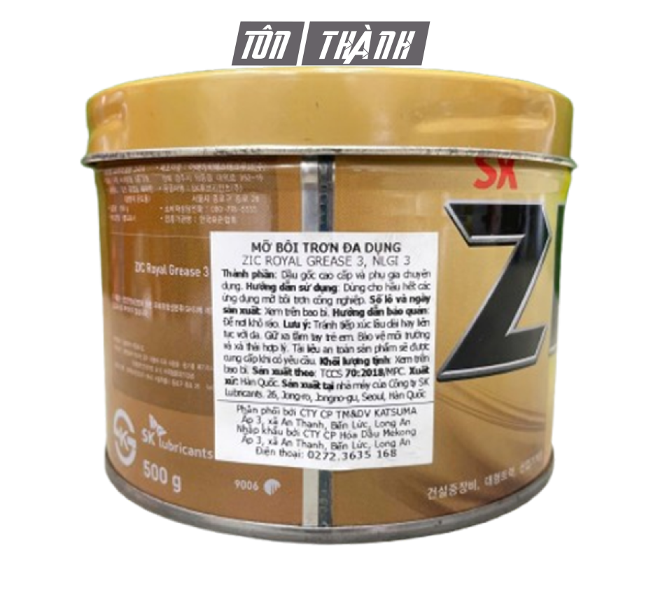 Mỡ bôi trơn đa dụng ZIC ROYAL GREASE 3 (500g) nhập khẩu Hàn Quốc