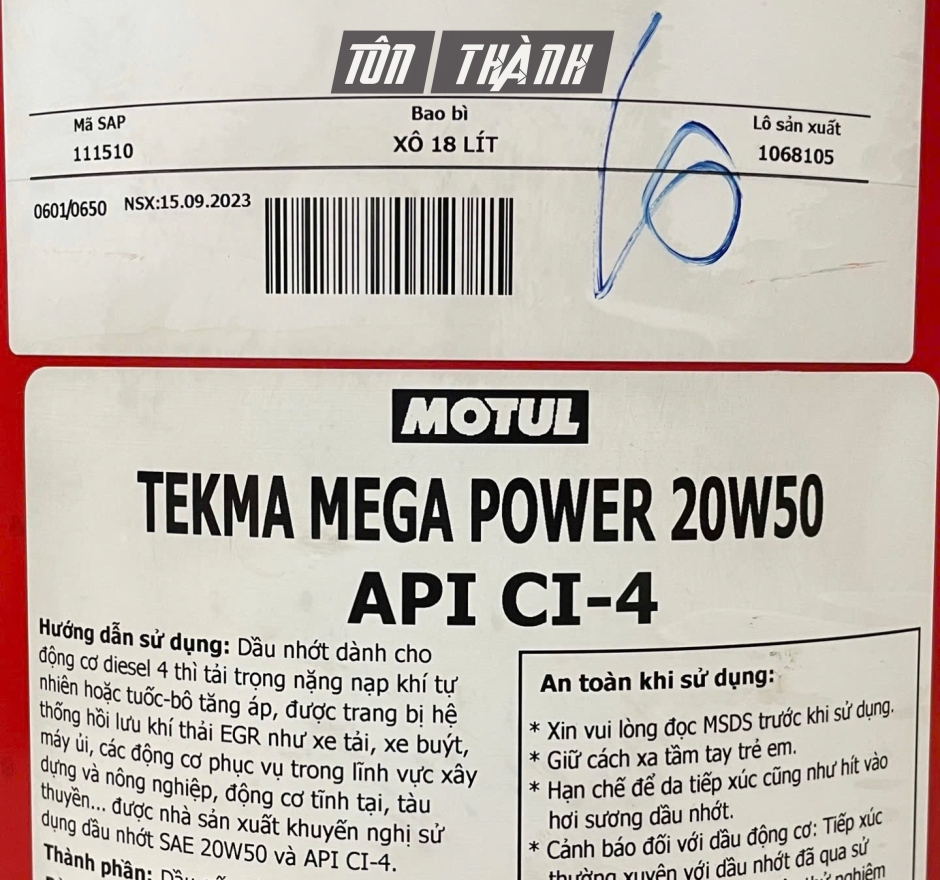 DẦU ĐỘNG CƠ MOTUL TEKMA MEGA POWER 20W50 (18 LÍT)